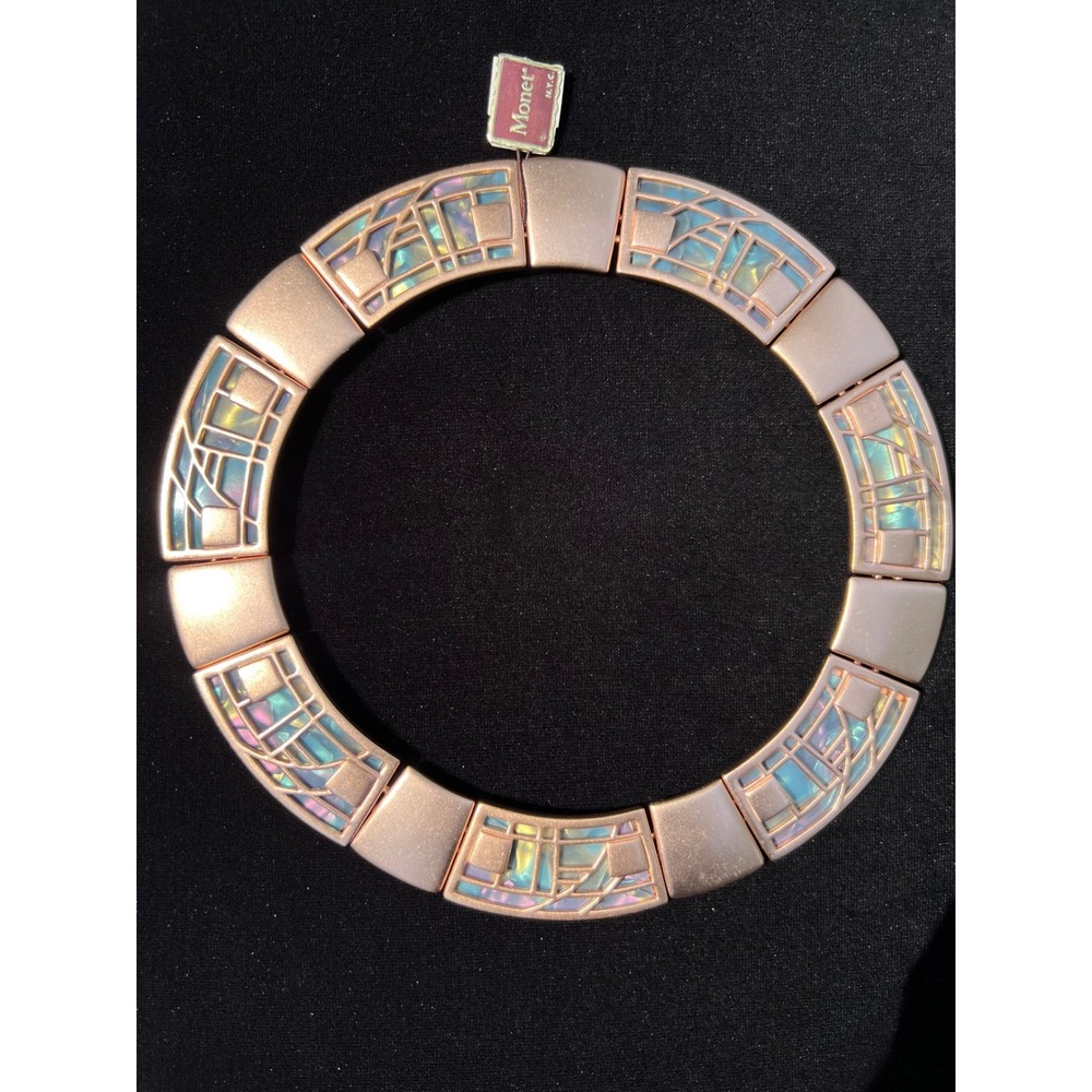 VTG Monet Stained Glass 1985 All that Jazz Coll Articulated Collar Necklace NWT